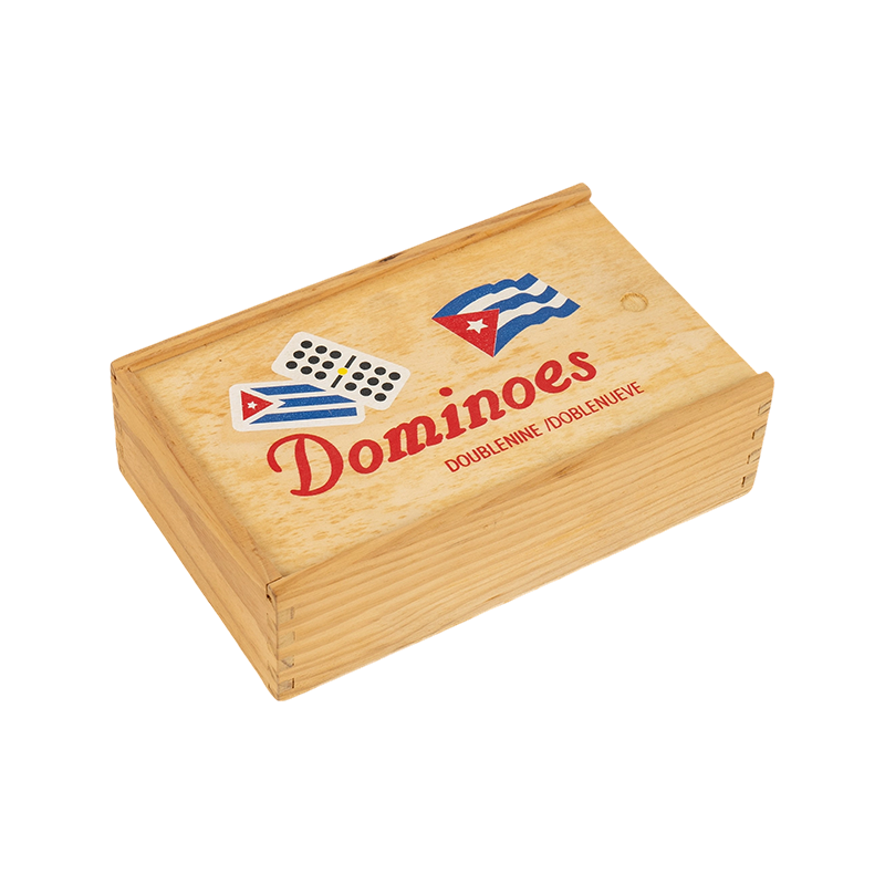 Traditionelle kubanische Doppel -Neun -Holzkasten -Dominosteine