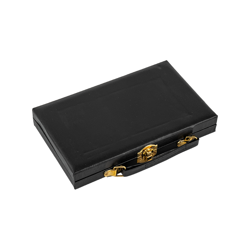 Double Six Domino mit schwarzer tragbarer Ledertasche
